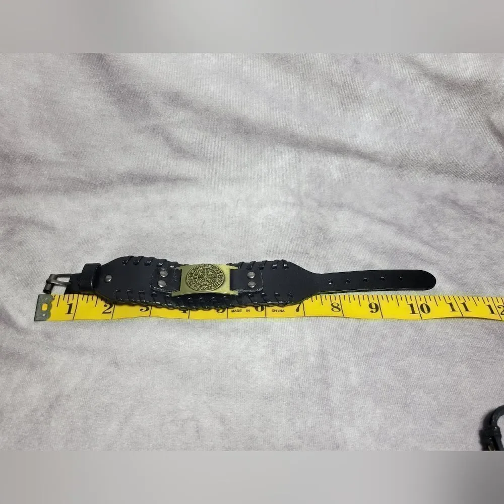 Black Genuine Leather and Dualtone Adjustable Bracelets - Picture 12 of 16